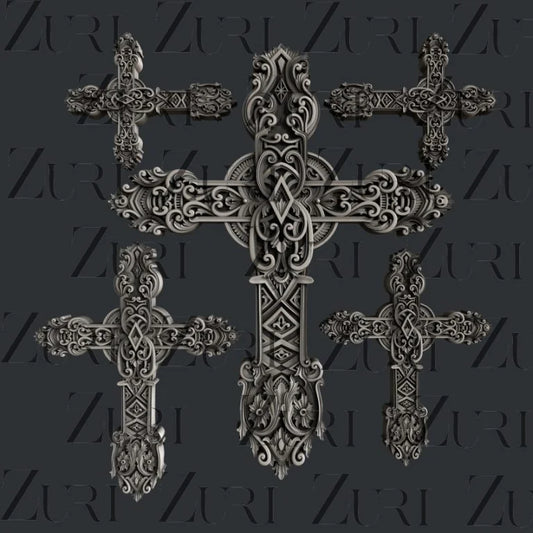 Zuri Designs - Ornate Cross Set 2 Mold
