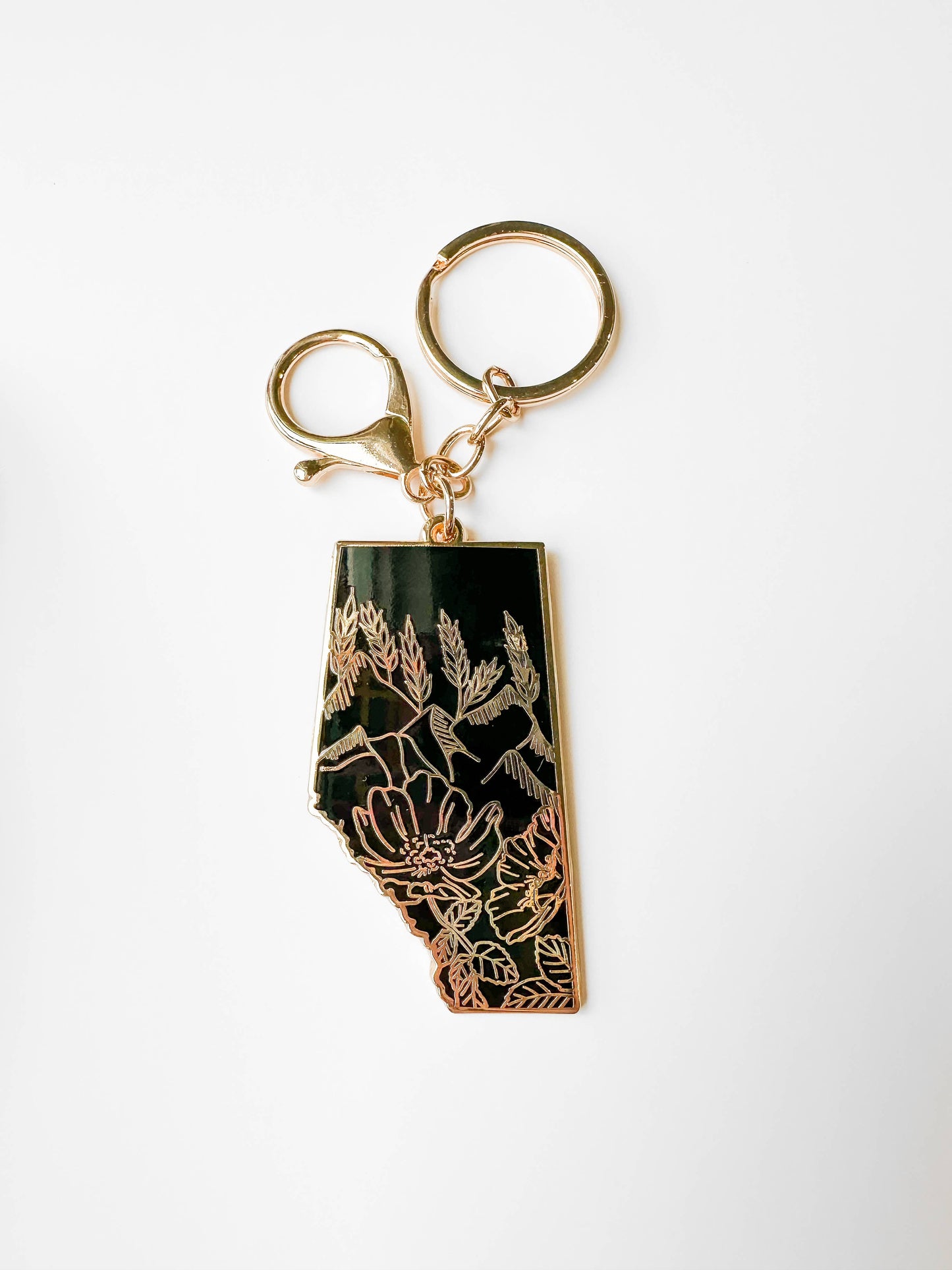 Jaybee Design : Alberta Black & Gold Enamel Mountain Keychain