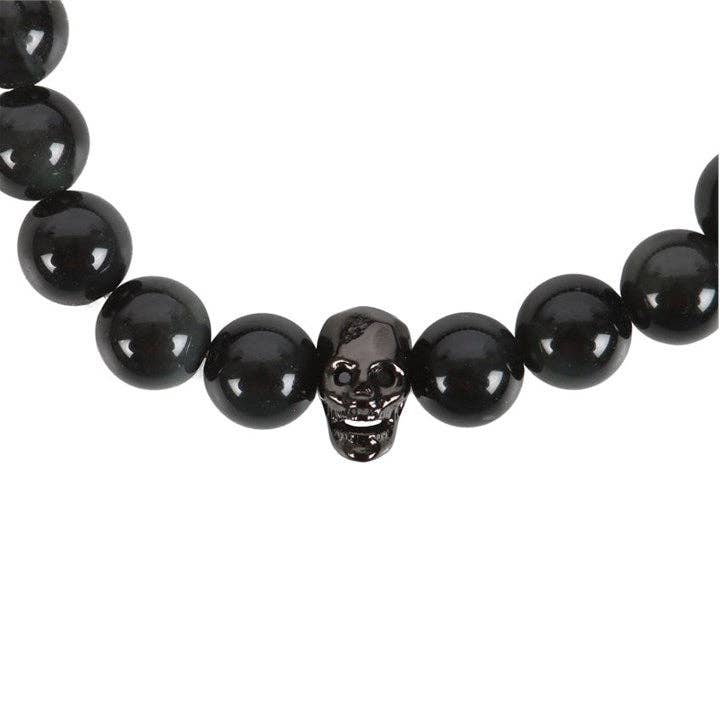 Something Different : Black Obsidian Skull Bracelet