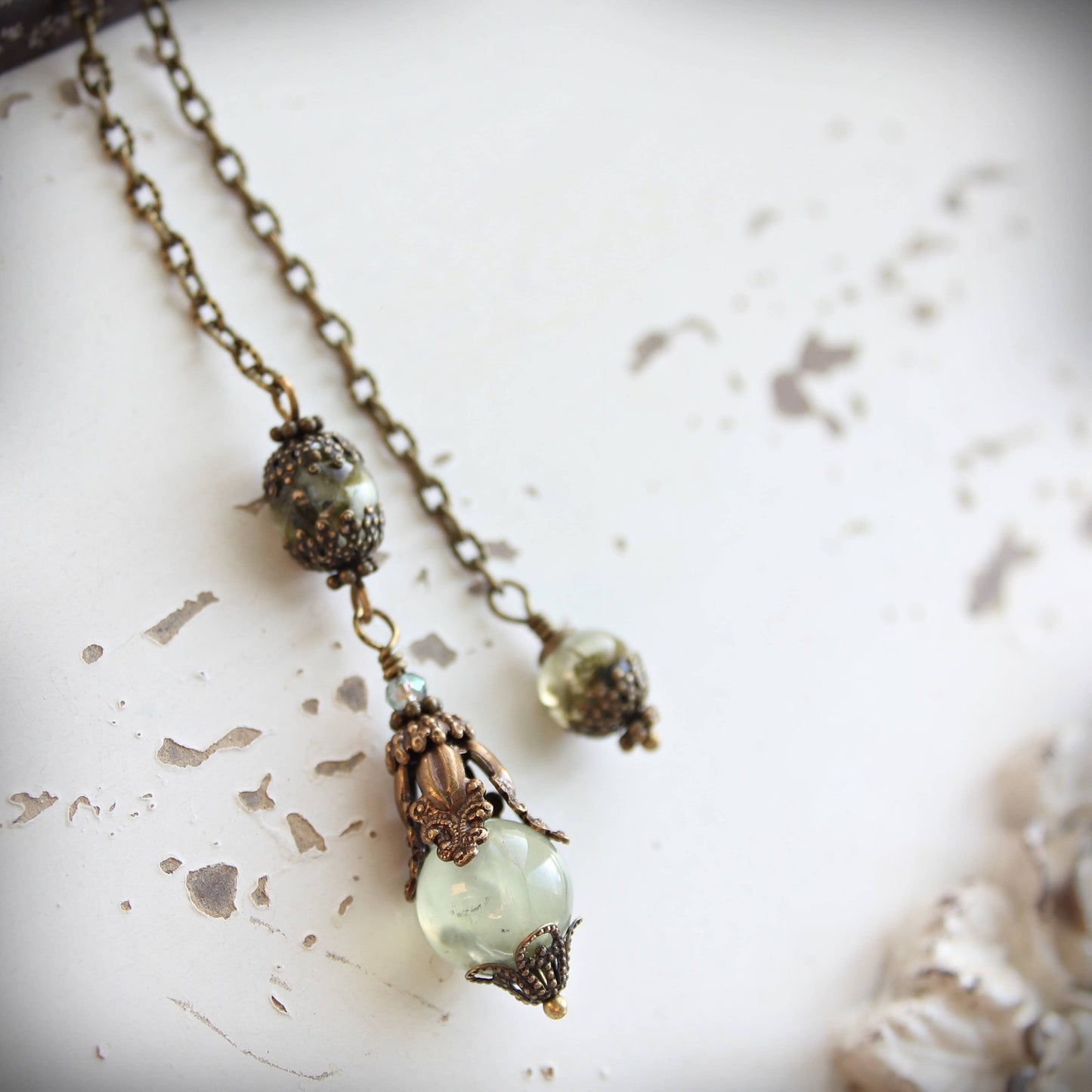 Circa 1890 - Prehnite Vintage Style Jewelry Pendulum | Wisdom & Intuition