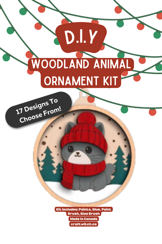 The Craft Witch - Grey Cat Winter Wonderland Ornament Kit