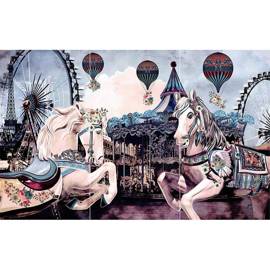 Hokus Pokus - Decor Transfer - Large Solid Design - Let's Go To The Merry-Go-Round 35x24
