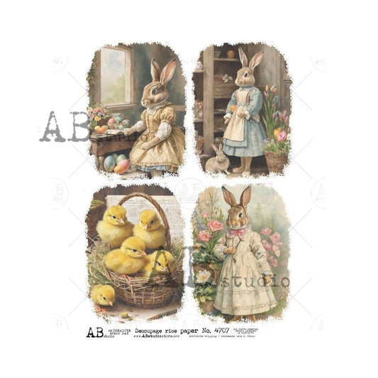 AB Studios : Easter Ladies in Dresses Four Pack Rice Paper A4