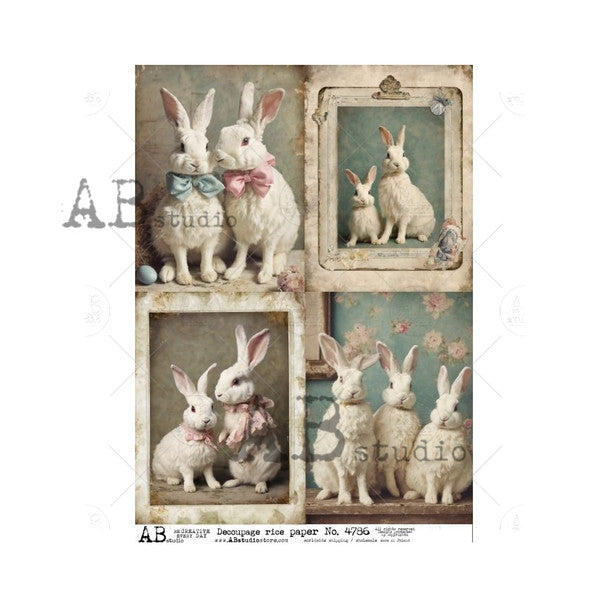 AB Studios - Framed Bunny Families A4 Rice Paper