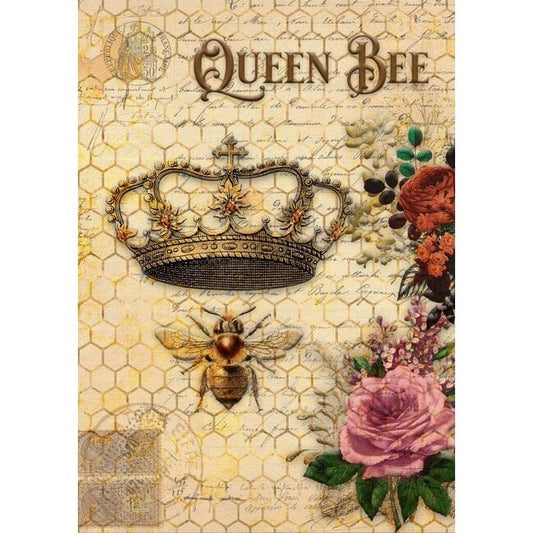Decoupage Queen - Queen Bee and Roses Rice Paper A3, A4