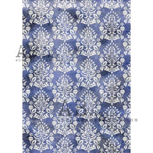AB Studios - Indigo Damask A4 Rice Paper