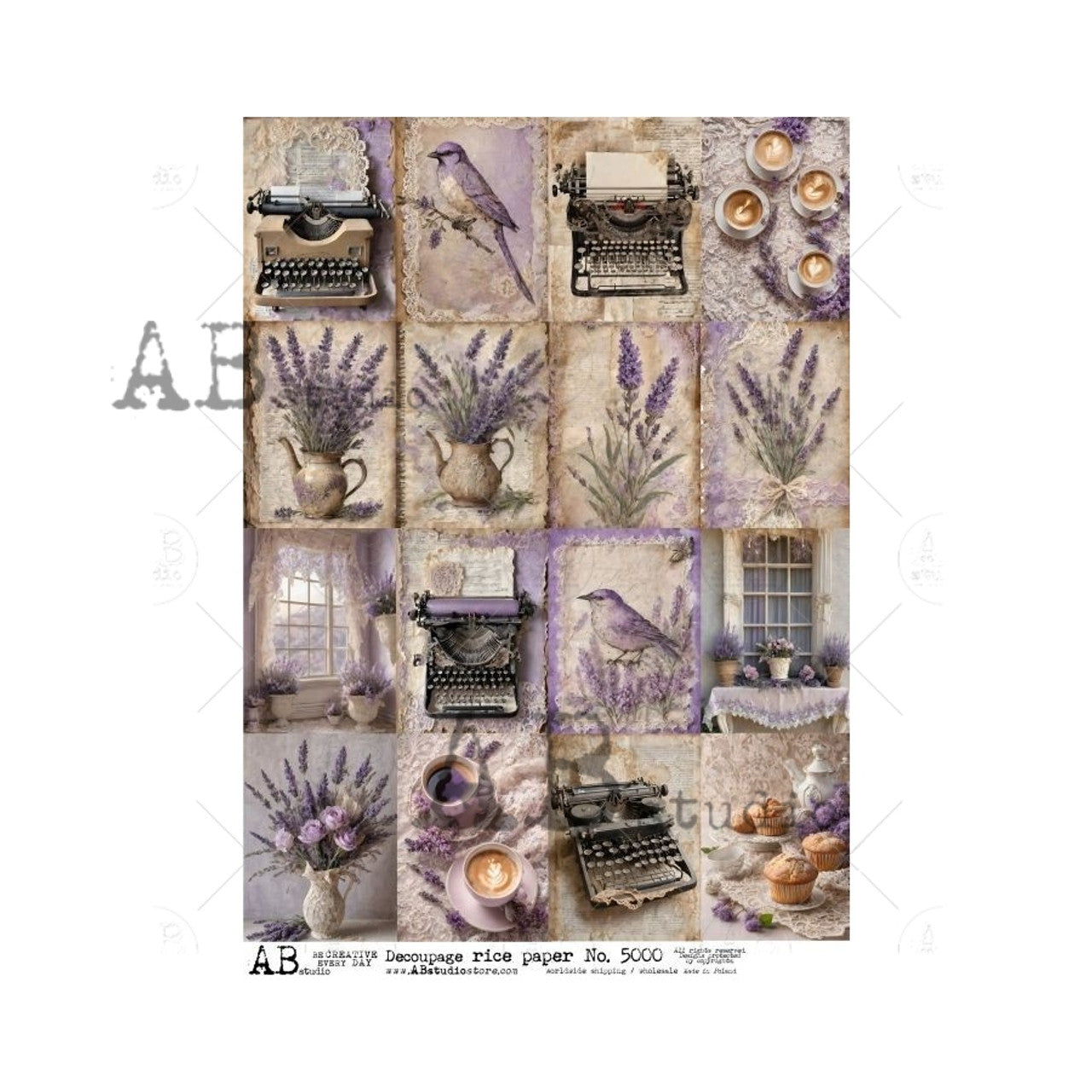 AB Studios : Sixteen Lavender Minis Rice Paper A4