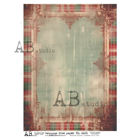 AB Studios : Festive Red and Green Background Rice Paper A4