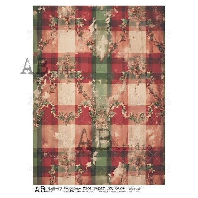 AB Studios : Red and Green Large Plaid Background Rice Paper A4