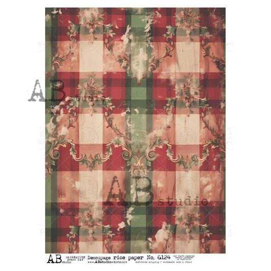 AB Studios : Red and Green Large Plaid Background Rice Paper A4