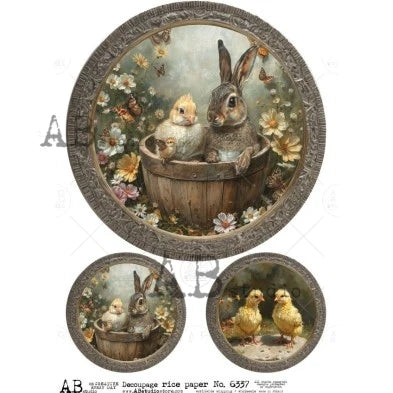 AB Studios - #6337 Round Easter Window Scenes A4 Rice Paper