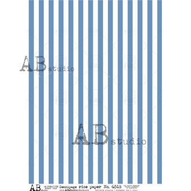 AB Studios - Blue Vertical Stripes A4 Rice Paper