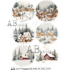 AB Studios - Winter Village Houses A4 Rice Paper
