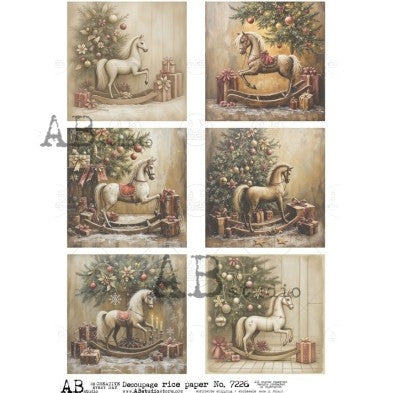 AB Studios - Rocking Horses By The Tree A4 Rice Paper