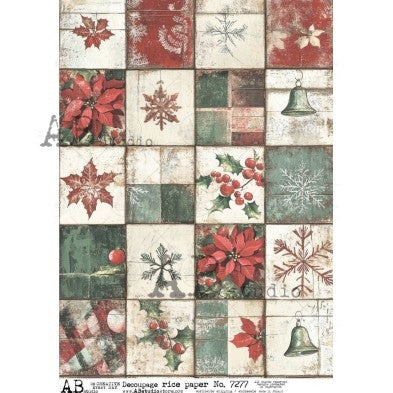 AB Studios - Vintage Christmas Patchwork A4 Rice Paper