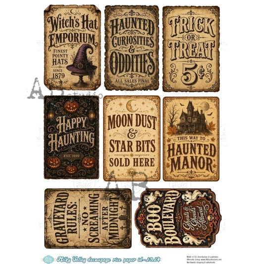 AB Studios -  #1314 8 Halloween Tags  A4 Rice Paper