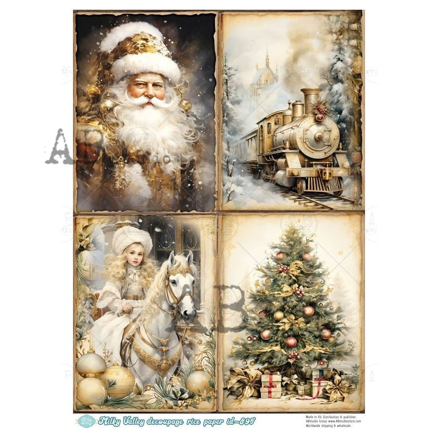 AB Studios - Golden Christmas Classics A4 Decoupage Paper