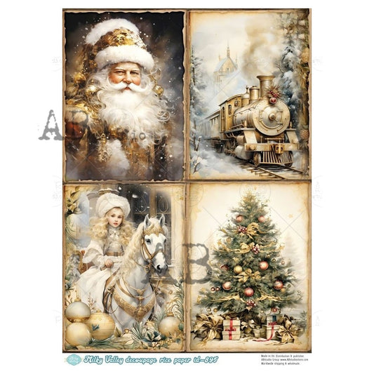 AB Studios - Golden Christmas Classics A4 Decoupage Paper