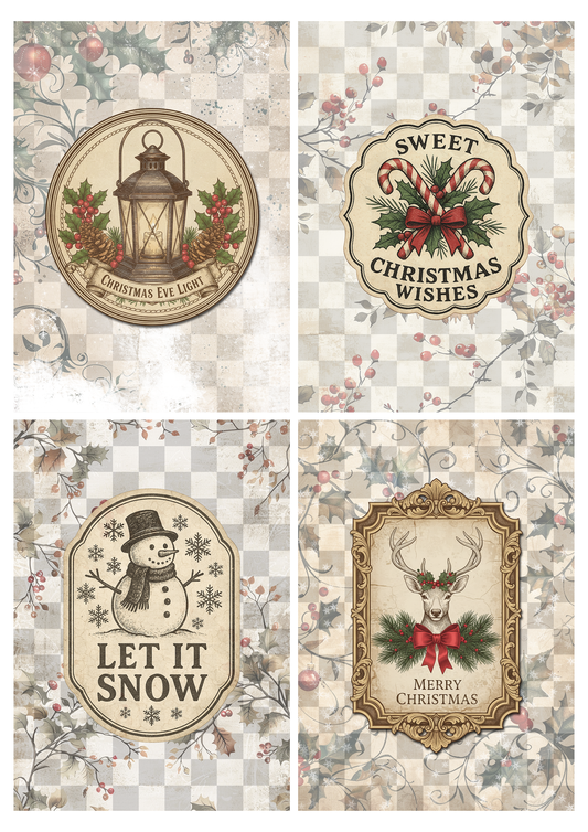 Decoupage Queen - Iveta Ziedina, Christmas Greetings 4 Pack A4 & A3 Rice Paper
