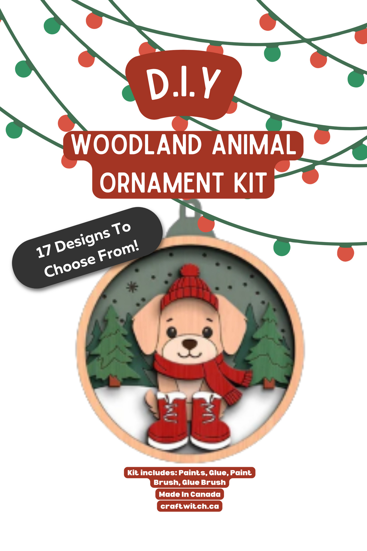 The Craft Witch - Golden Retriever Winter Wonderland Ornament Kit