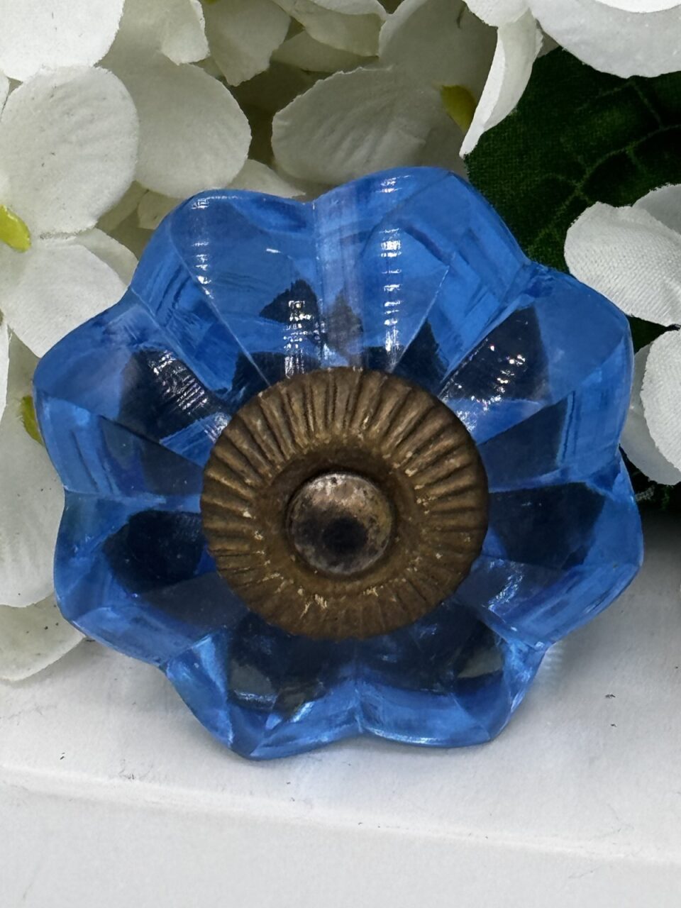 Blue Cut Glas Tomato Knob