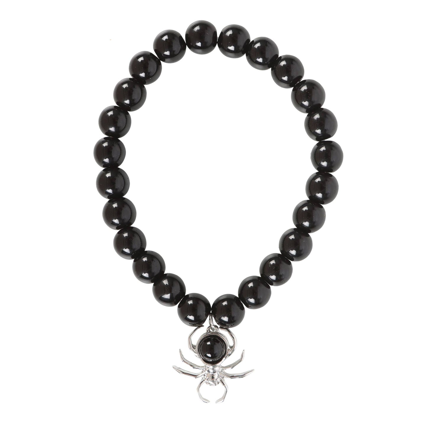 Something Different : Gothic Spider Black Obsidian Beaded Bracelet