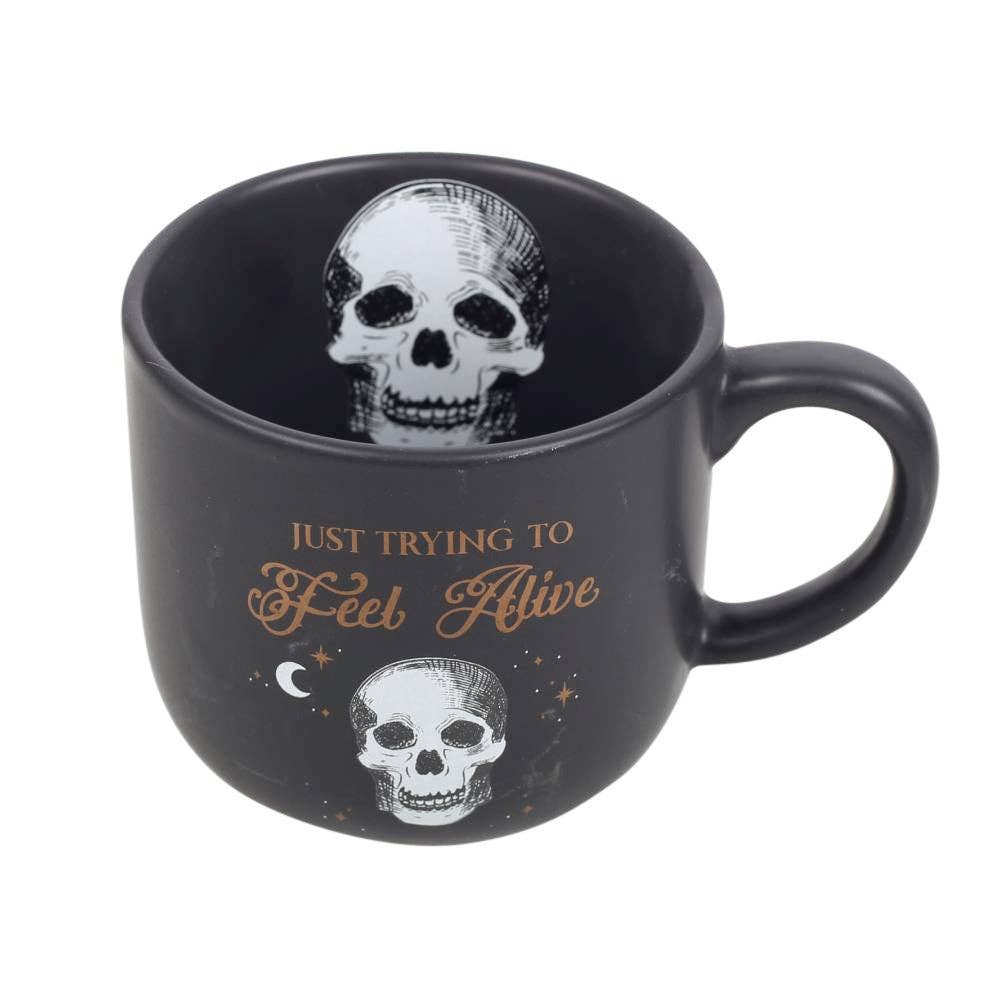 Something Different : Trying To Feel Alive Skull Mug