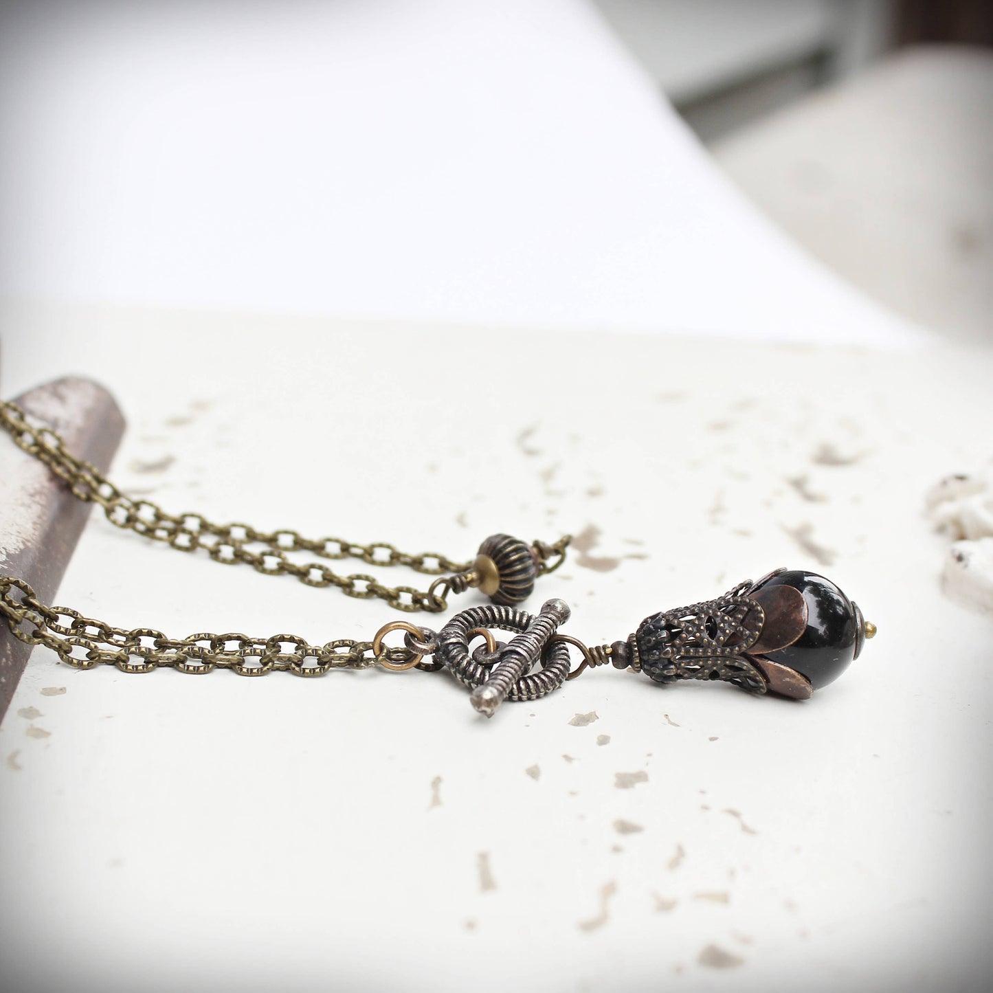 Circa 1890 - Black Onyx Pendulum Necklace | Success & Harmony
