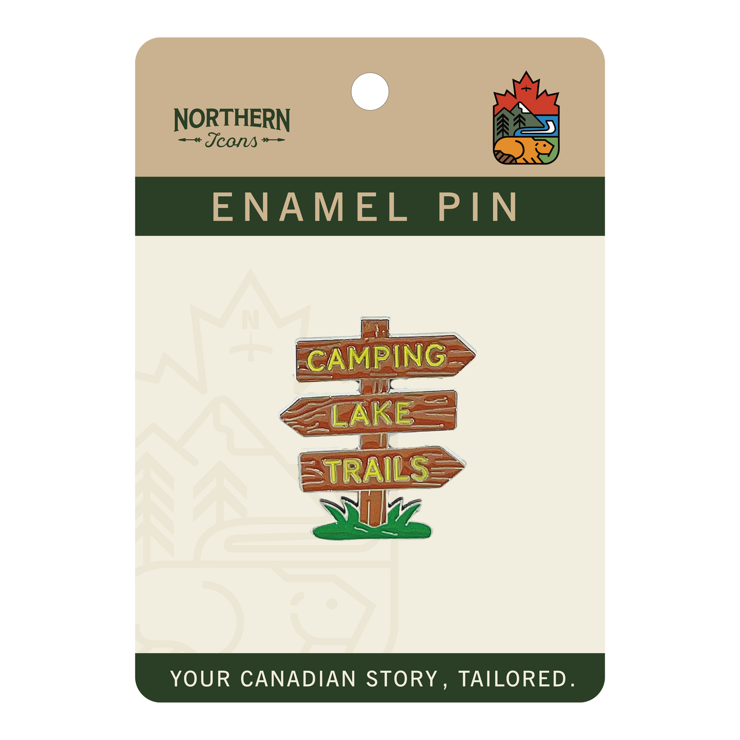 Enamel Pin Camping, Lake, Trails
