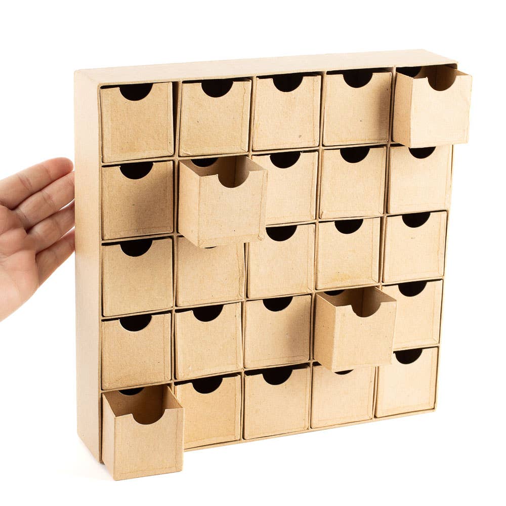 Factory Direct Craft - Paper Mache Advent Countdown Box - 11-1/8" W x 11-1/8" H