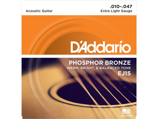 D'ADDARIO EJ15 EX LIGHT ACOUSTIC GUITAR STRINGS