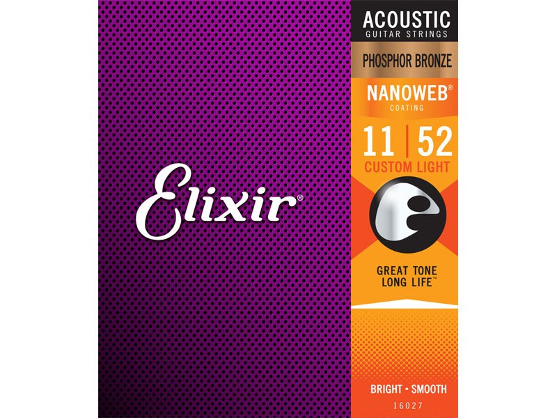 Elixir phosphor bronze nanoweb .011-.052 custom light acoustic strings 16027