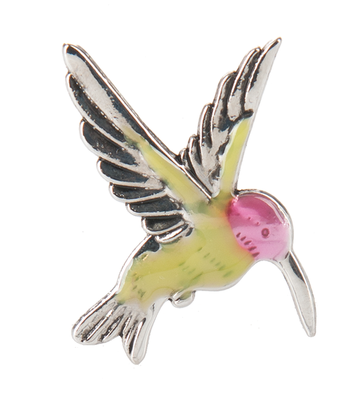 HUMINGBIRD POCKET CHARM YELLOW/PINK/SILVER