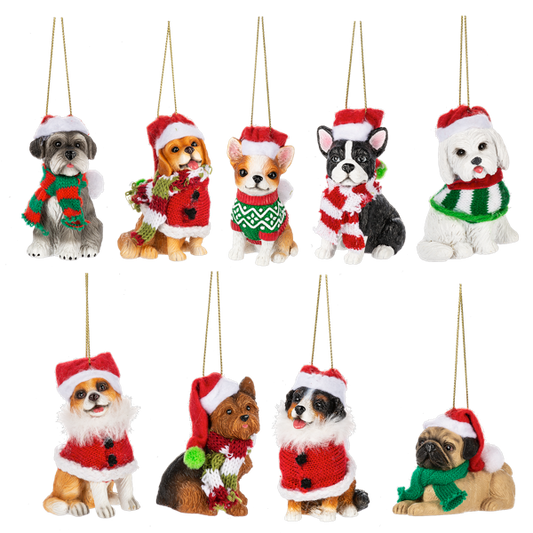 Santa Paws Resin Dog Ornaments