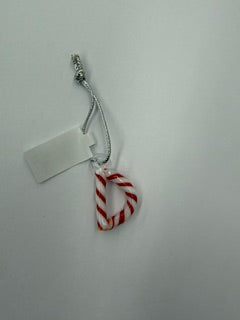 "D" CANDY STRIPPED ORNAMENT