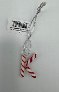 "K" CANDY STRIPPED ORNAMENT