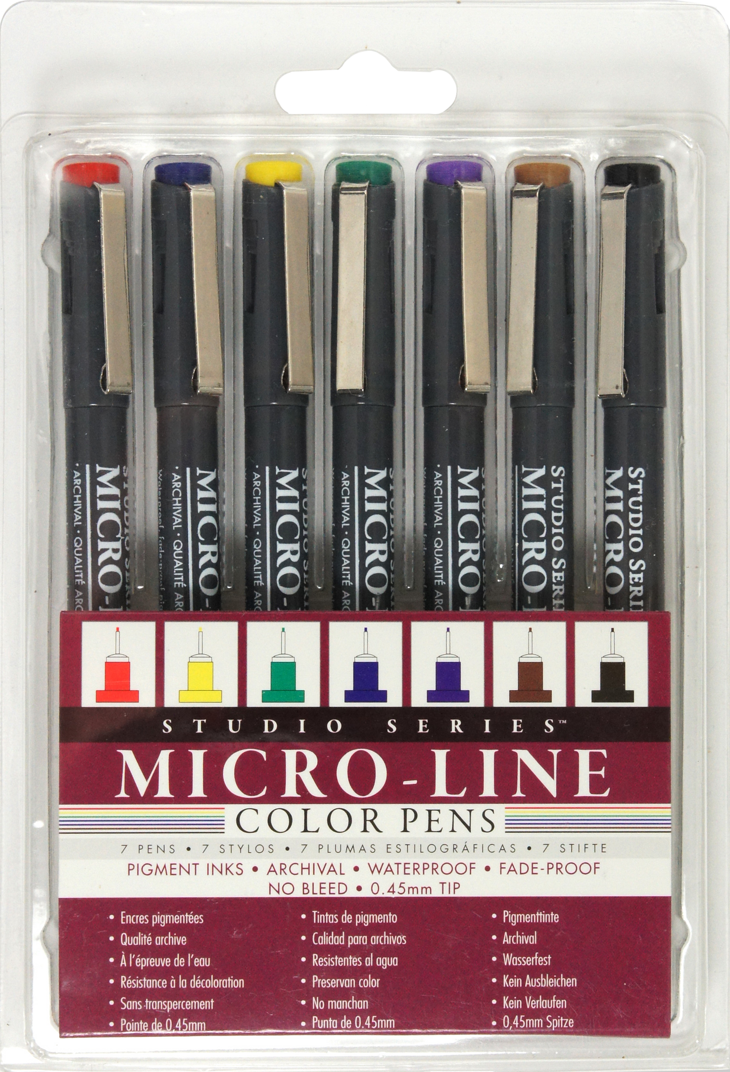 Peter Pauper Press - Studio Series Colored Micro-Line Pen Set (Set of 7)