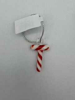 "T" CANDY STRIPPED ORNAMENT