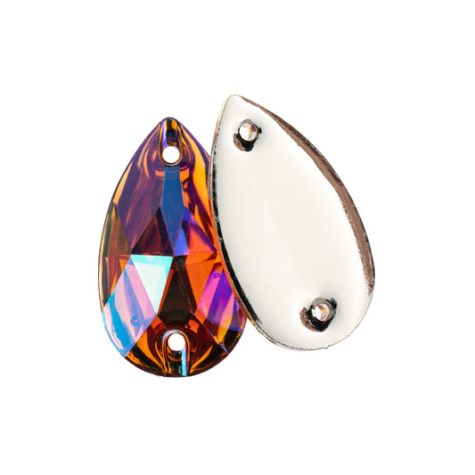 Resin Sew-On Metalico Stone Drop Orange AB