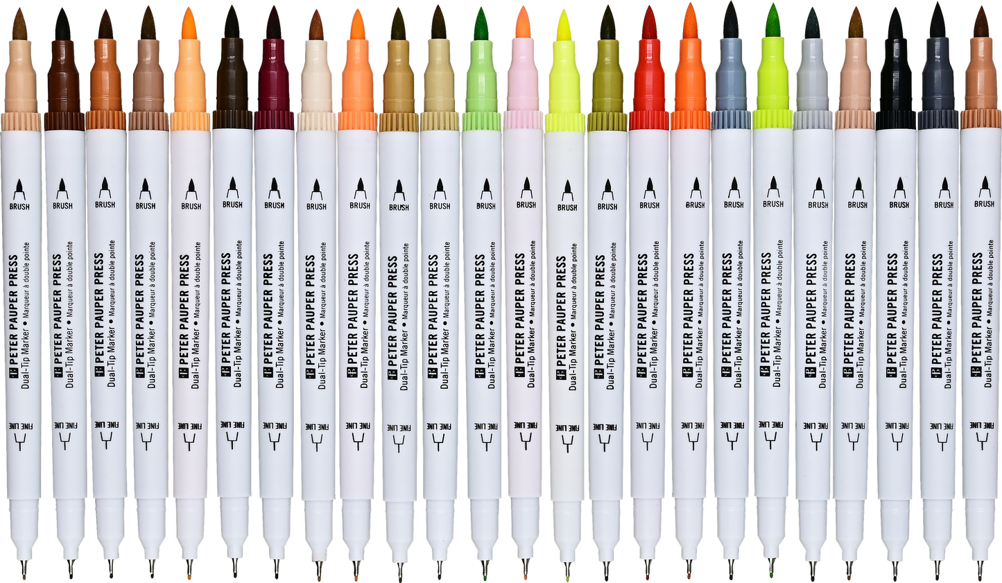 Peter Pauper Press - Studio Series Dual-Tip Skin Tone Markers (Set of 24)