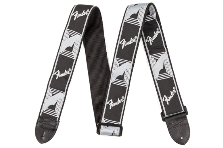 Fender monogrammed guitar strap black/lt grey/dk grey 2"