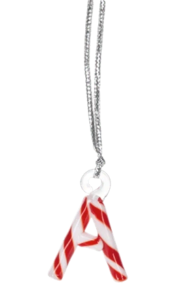 "A" CANDY STRIPPED ORNAMENT