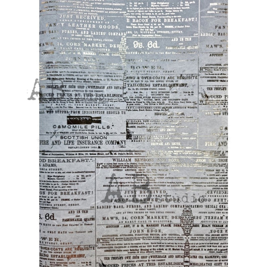 AB Studios : Gilded Background Text Decoupage Rice Paper A4