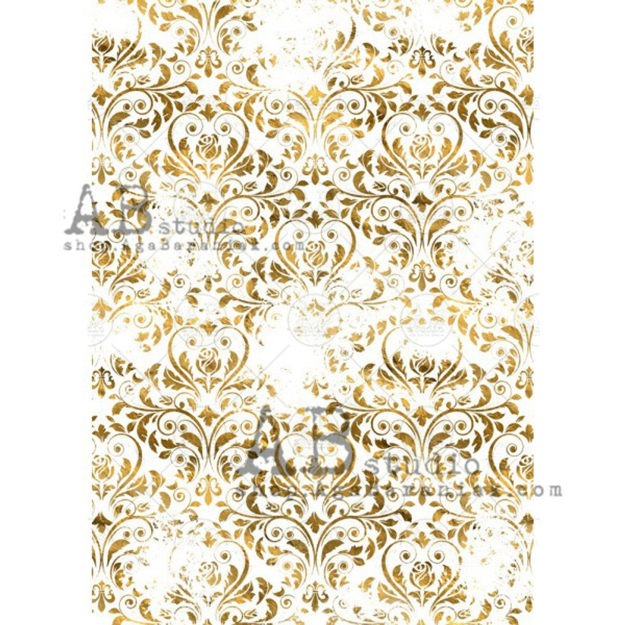 AB Studios : Gilded Rice Paper Damask Pattern