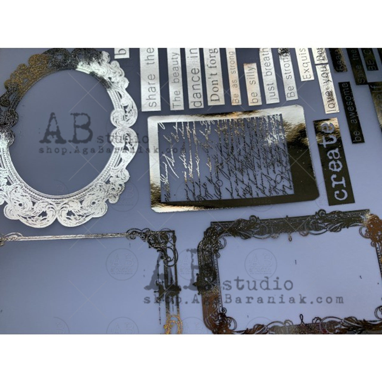 AB Studios : Gold Vellum Paper Frames and Quotes