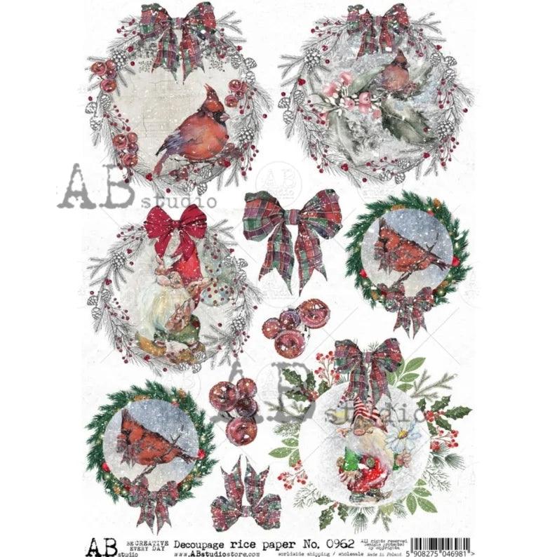 AB Studio : Christmas Cardinal Rounds A4 - 8.27 X 11.69"