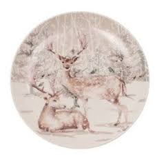 Reindeer In Forest Dessert Plate, Set of 4