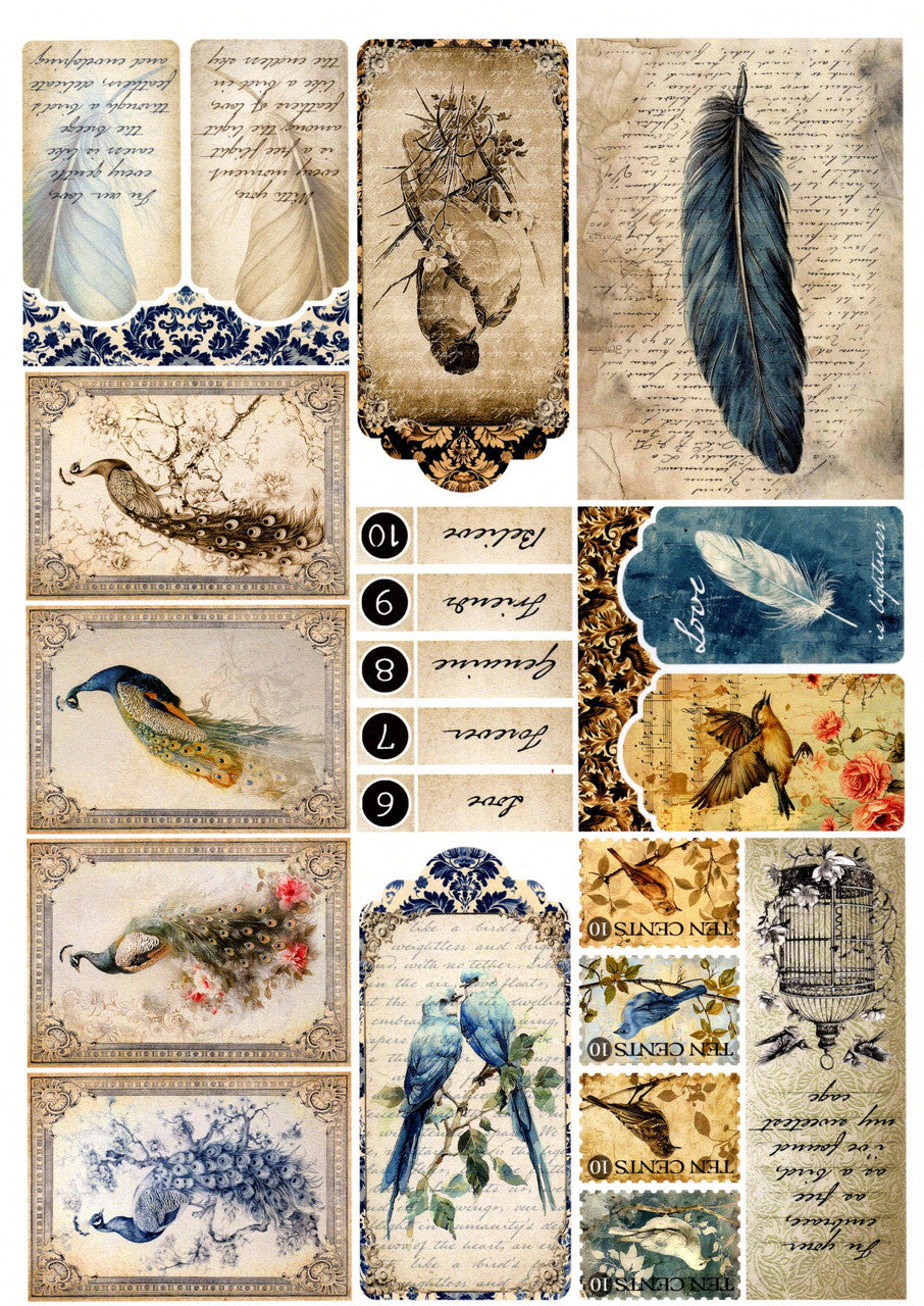 Paper Designs : Vintage Birds Junk Journal kit