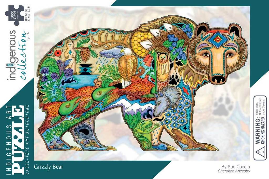 Indigenous Art Puzzle 1000 Pieces - Grizzly Bear