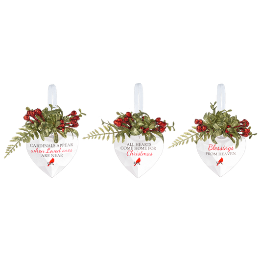 4" MISTLE TOE HEART CHIRSTMAS ORNAMENT